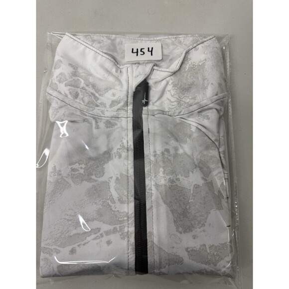 Habit White Gray Real Tree Fishing 1/4 Zip Pullover Mens Size Medium - READ - Picture 16 of 16